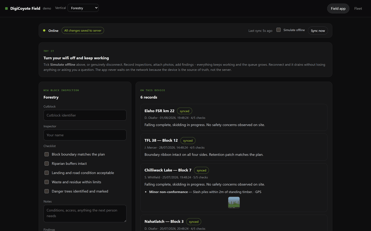 DigiCoyote interface