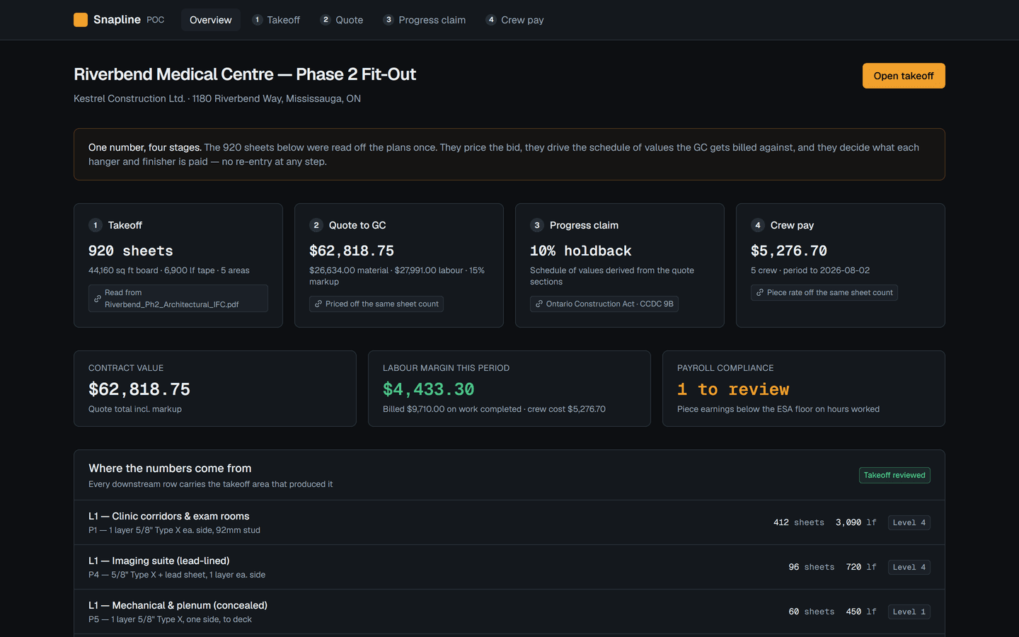 Snapline interface
